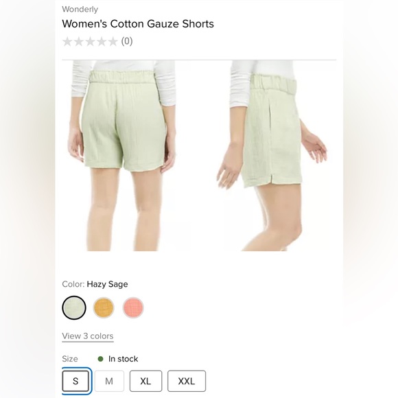 New w/ Tags Women's Wonderly High Waist Cotton Gauze Shorts Sz S Hazy Sage Color - Picture 8 of 9
